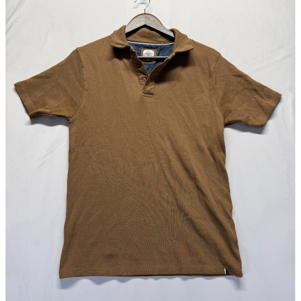 Soul Star Polo Shirt‎ Mens Large Brown Waffle Knit Logo Performance Golf Tennis